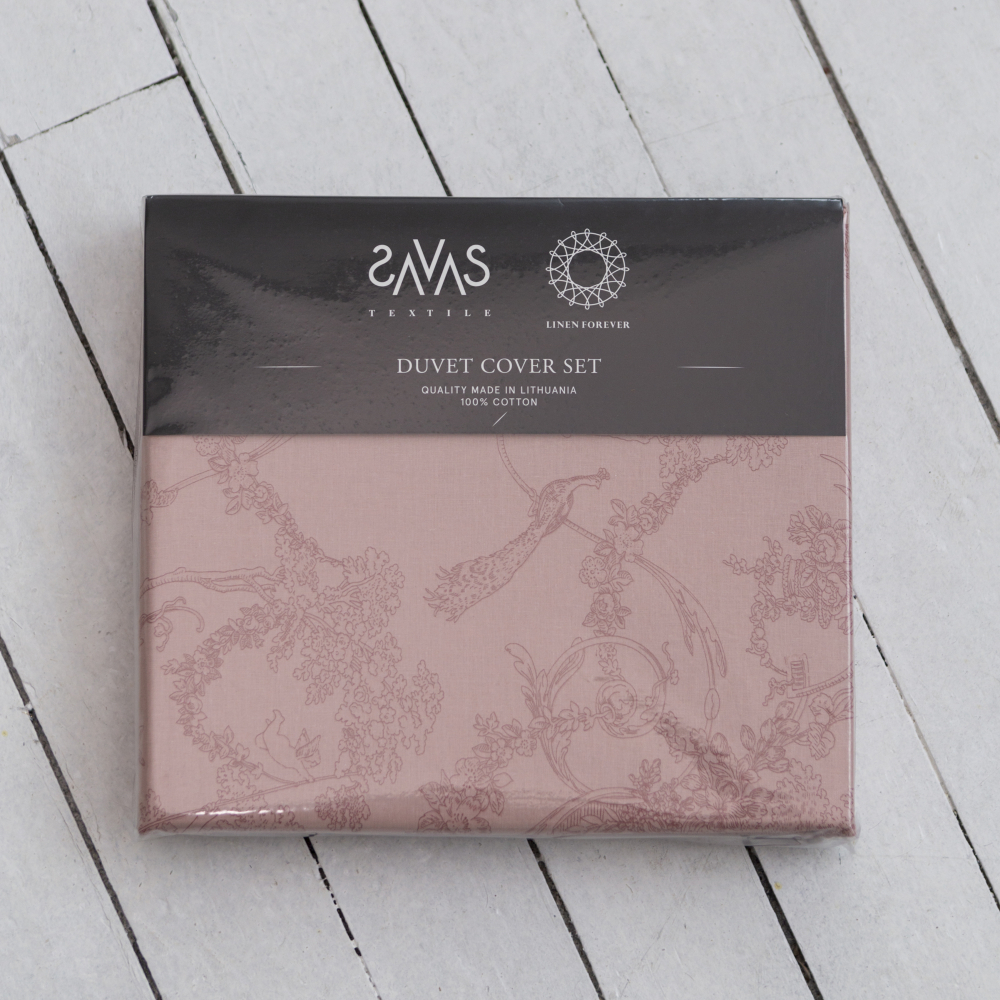 Bedding Set „Toile de Jouy caffe“. Cotton bedding sets, 140x200 cm, 200x220 cm