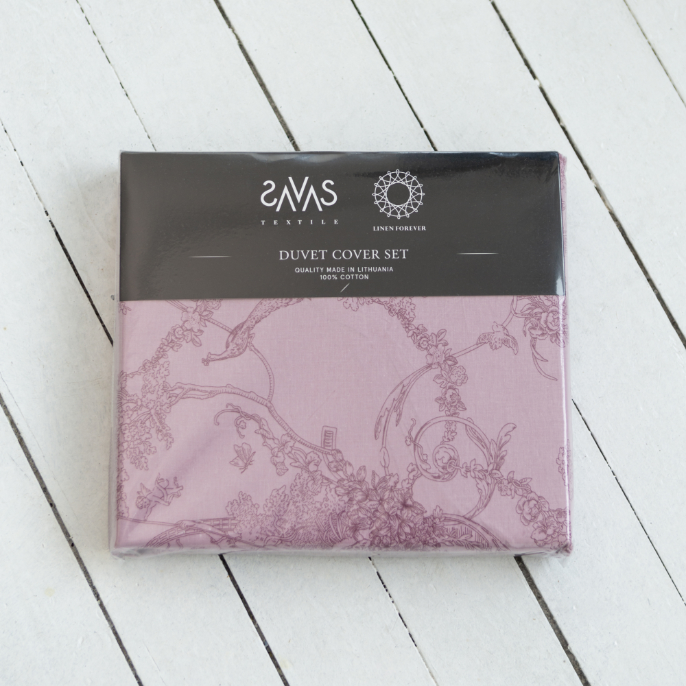 Bedding Set „Toile de Jouy red“. Bedding sets with plants, 200x200 cm