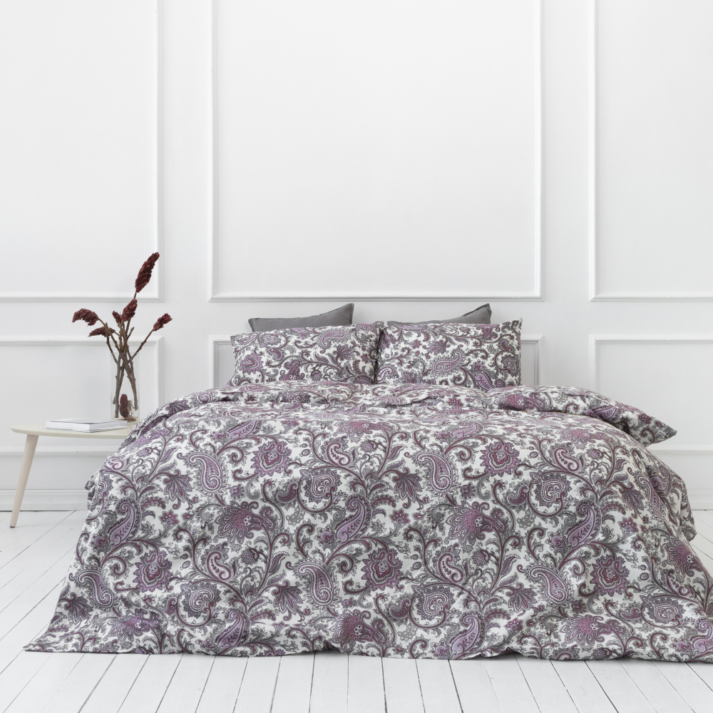 Premium Sateen Bedding Set „Burgundy“. Patterned bedding sets, 160x200 cm