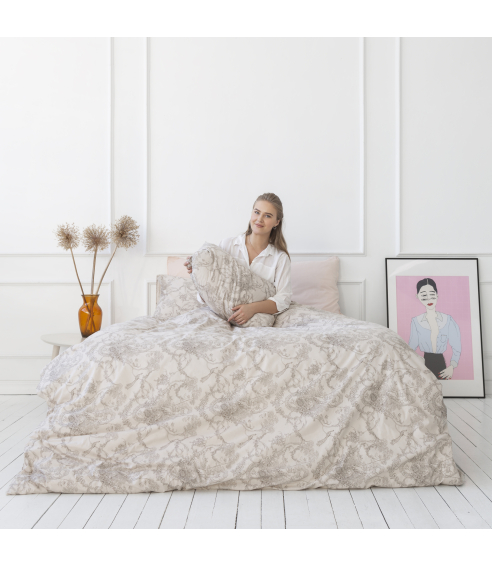Bedding Set „Toile de Jouy grey“. Cotton bedding sets