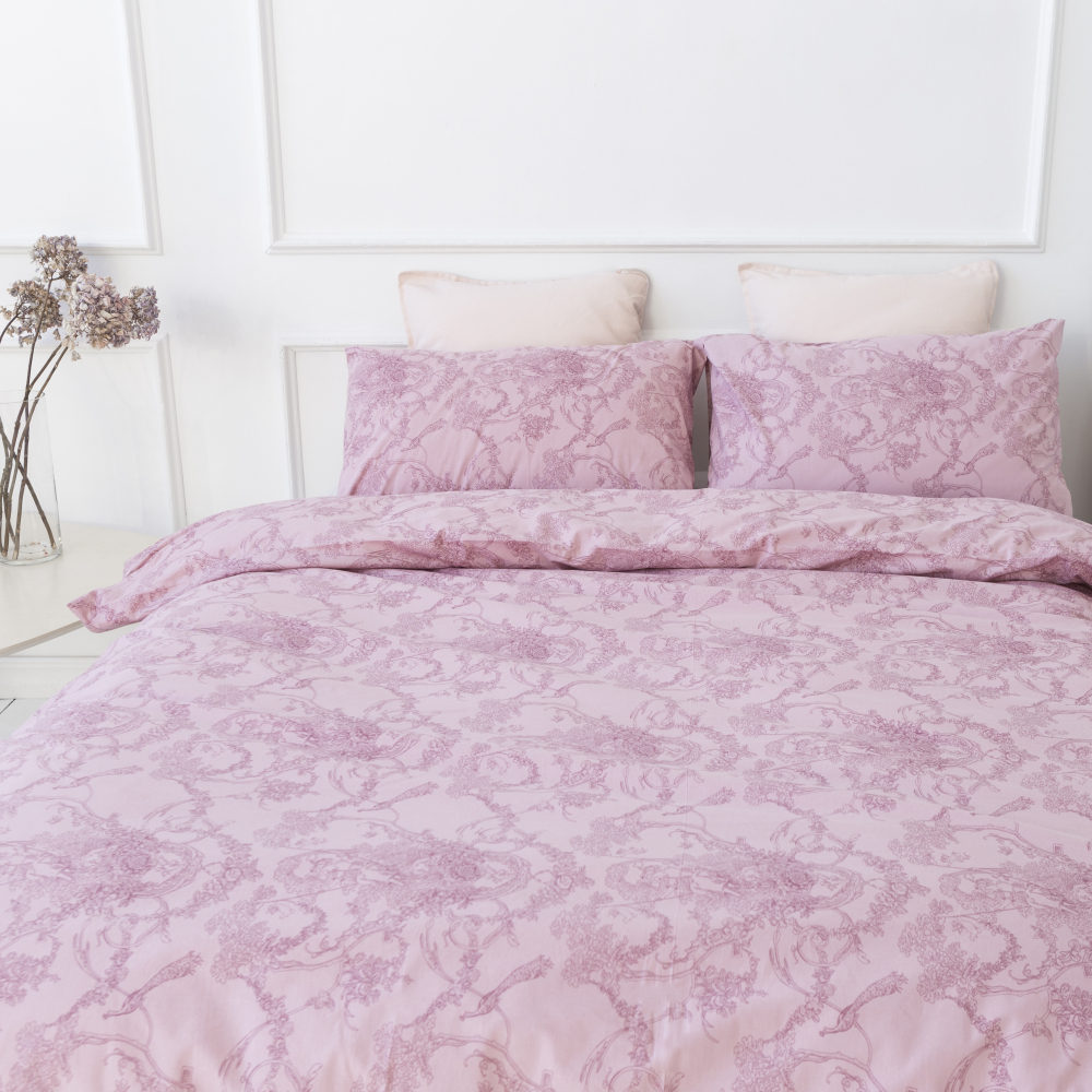 Bedding Set „Toile de Jouy red“. Bedding sets with plants, 200x200 cm