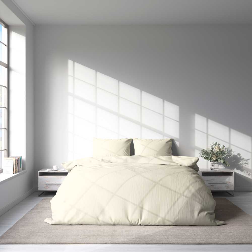Bedding Set „Kremo“. Bedding sets 155x200, 140x200 cm, 160x200 cm, 200x200 cm, 200x220 cm, 220x240 cm. Soft cream bedding set, bringing comfort to your bedroom decor.