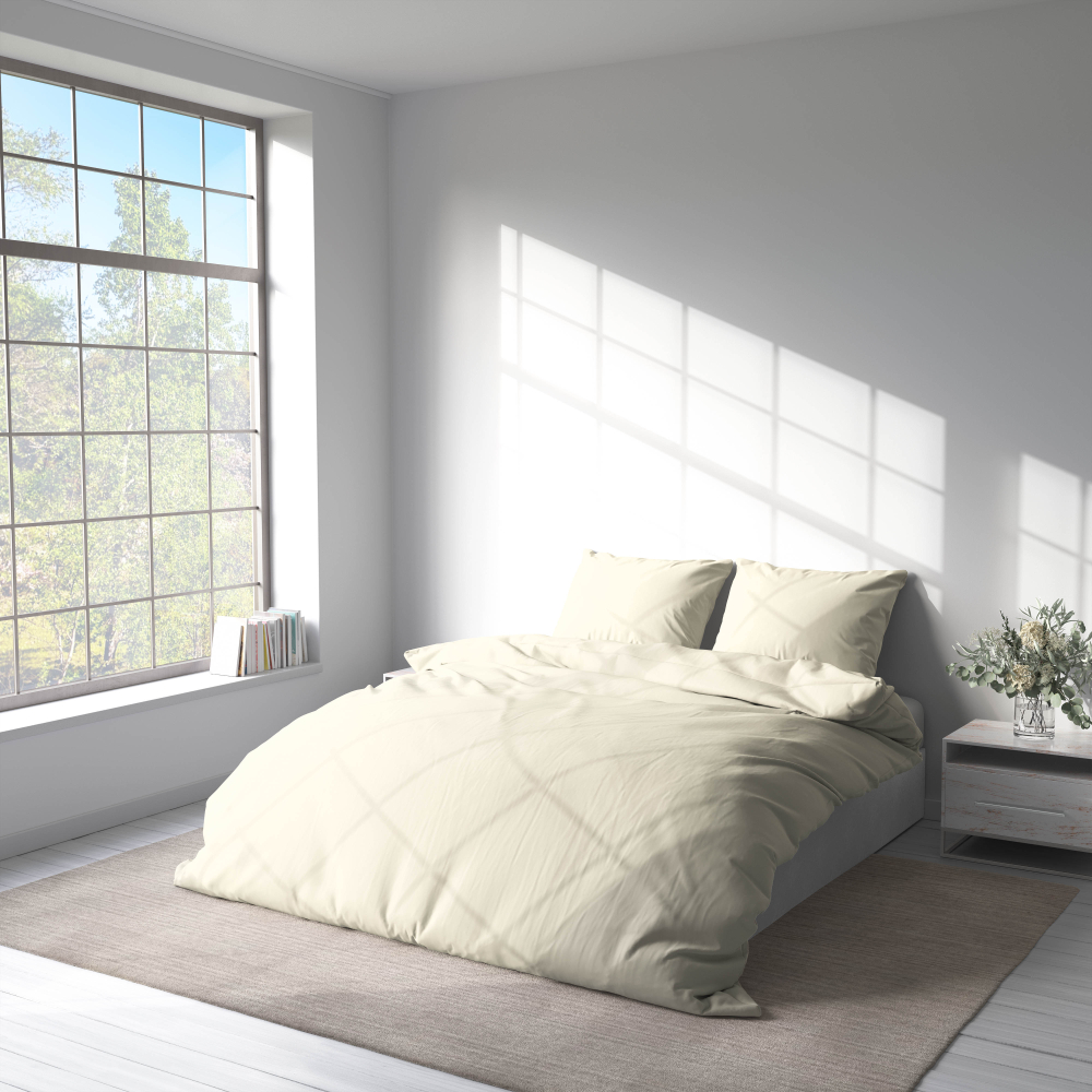 Bedding Set „Kremo“. Bedding sets 155x200, 140x200 cm, 160x200 cm, 200x200 cm, 200x220 cm, 220x240 cm. Classic cream bedding set for a timeless and inviting bedroom.