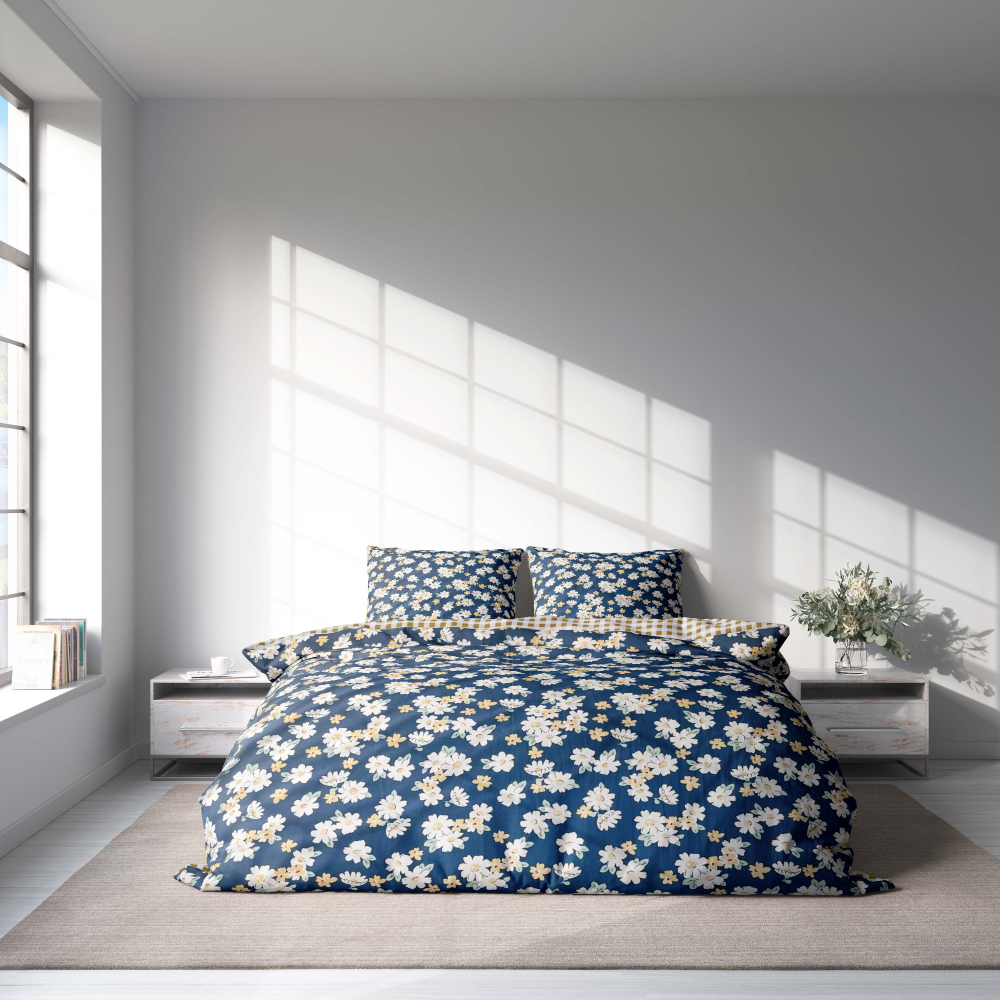Bedding Set „Chamomile“, 140x200 cm, 150x200 cm, 160x200 cm, 180x200 cm, 200x200 cm, 200x220 cm. Stylish bedding set with a chamomile motif