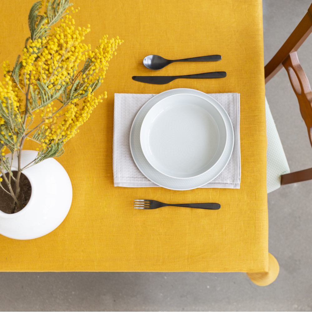 Tablecloth „Linen yellow“. Linen tablecloths, 140x140 cm, 140x300 cm