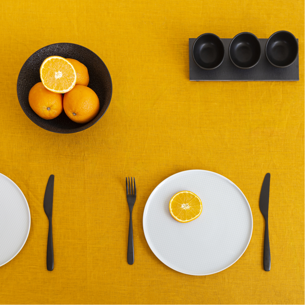 Tablecloth „Linen yellow“. Linen tablecloths, 140x140 cm, 140x300 cm
