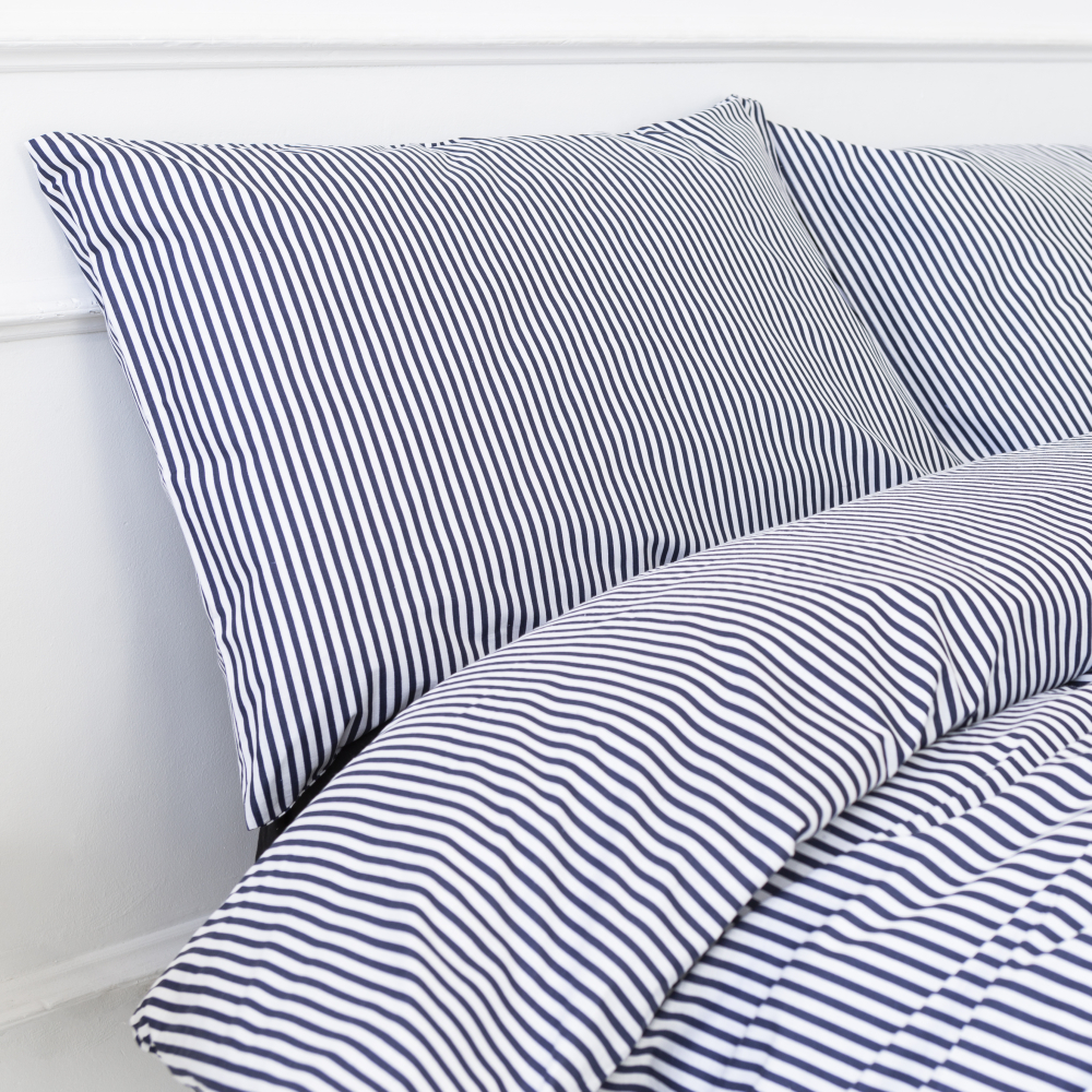 Bedding Set „Blue stripes“. Blue bedding sets, 140x200 cm, 160x200 cm, 200x200 cm. Classic striped bedding design