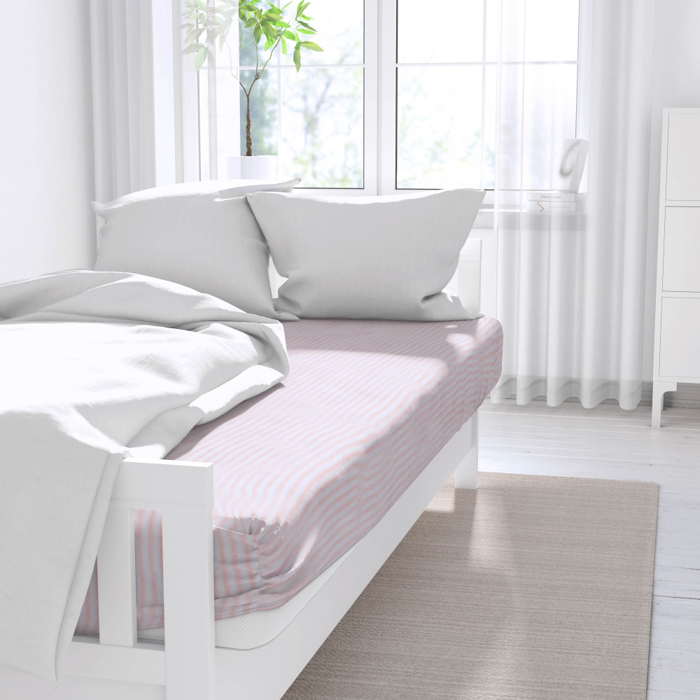 Cotton Bed Sheet „Rose stripes“, 150x220 cm
