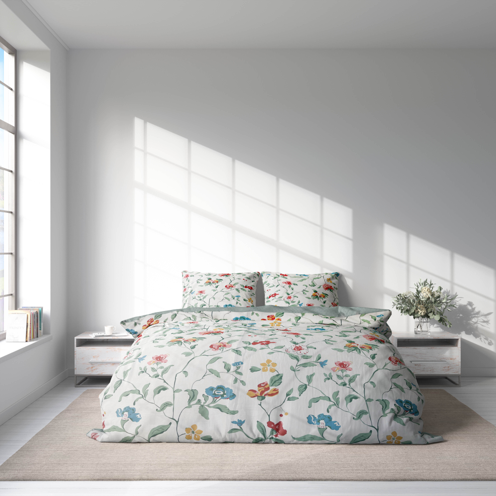 Sateen Bedding Set „Sensacia“. Bedding sets with plants, 200x200 cm, 200x220 cm