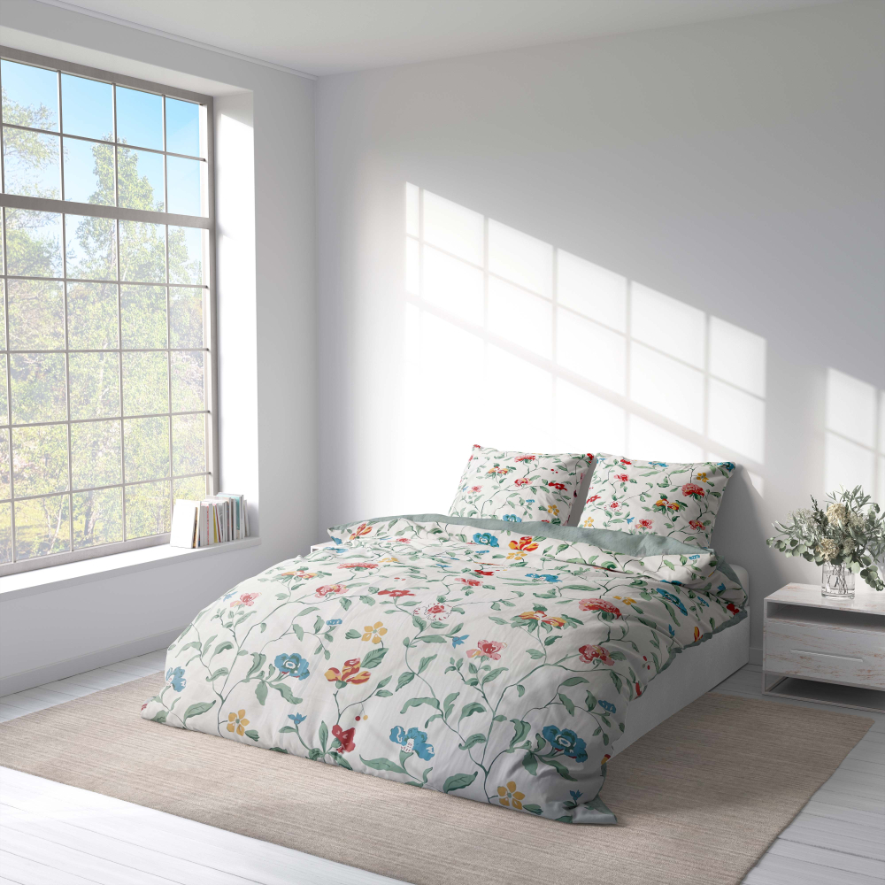 Sateen Bedding Set „Sensacia“. Bedding sets with plants, 200x200 cm, 200x220 cm