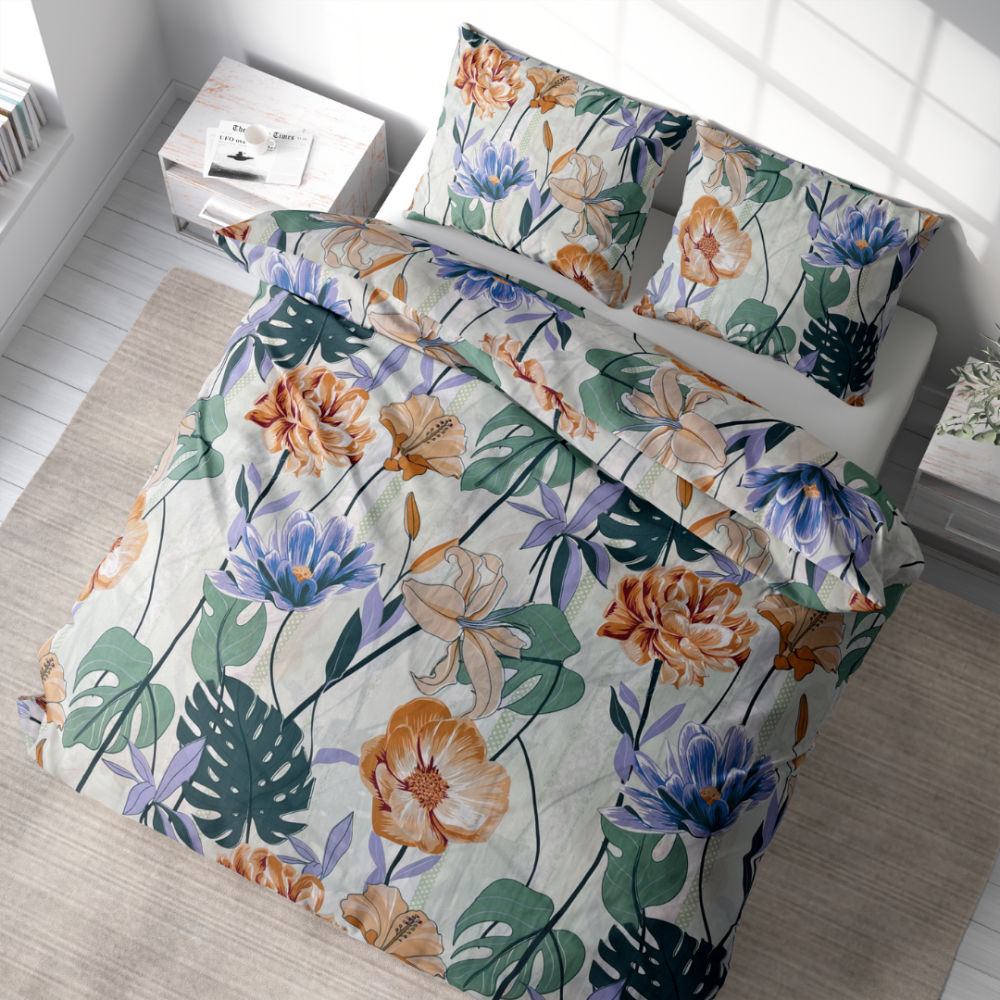 Bedding Set „Suki“. Bedding sets with plants, 140x200 cm, 200x220 cm