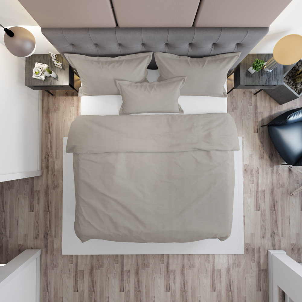 Premium Sateen Bedding Set „Taupe“. Brown bedding sets, 140x200 cm, 150x200 cm, 160x200 cm, 180x200 cm, 200x200 cm, 200x220 cm, 220x240 cm