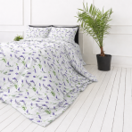 Double duvet cover sets „Lavender Breeze“. Bedding sets with plants, 200x200 cm, 200x220 cm. White bedding set decorated with purple lavender and green leaves Double duvet cover sets „Lavender Breeze“. Bedding sets with plants, 200x200 cm, 200x220 cm. White bedding set decorated with purple lavender and green leaves