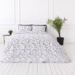 Double duvet cover sets „Lavender Breeze“. Bedding sets with plants, 200x200 cm, 200x220 cm. White background with a repeating purple lavender and green branch pattern Double duvet cover sets „Lavender Breeze“. Bedding sets with plants, 200x200 cm, 200x220 cm. White background with a repeating purple lavender and green branch pattern