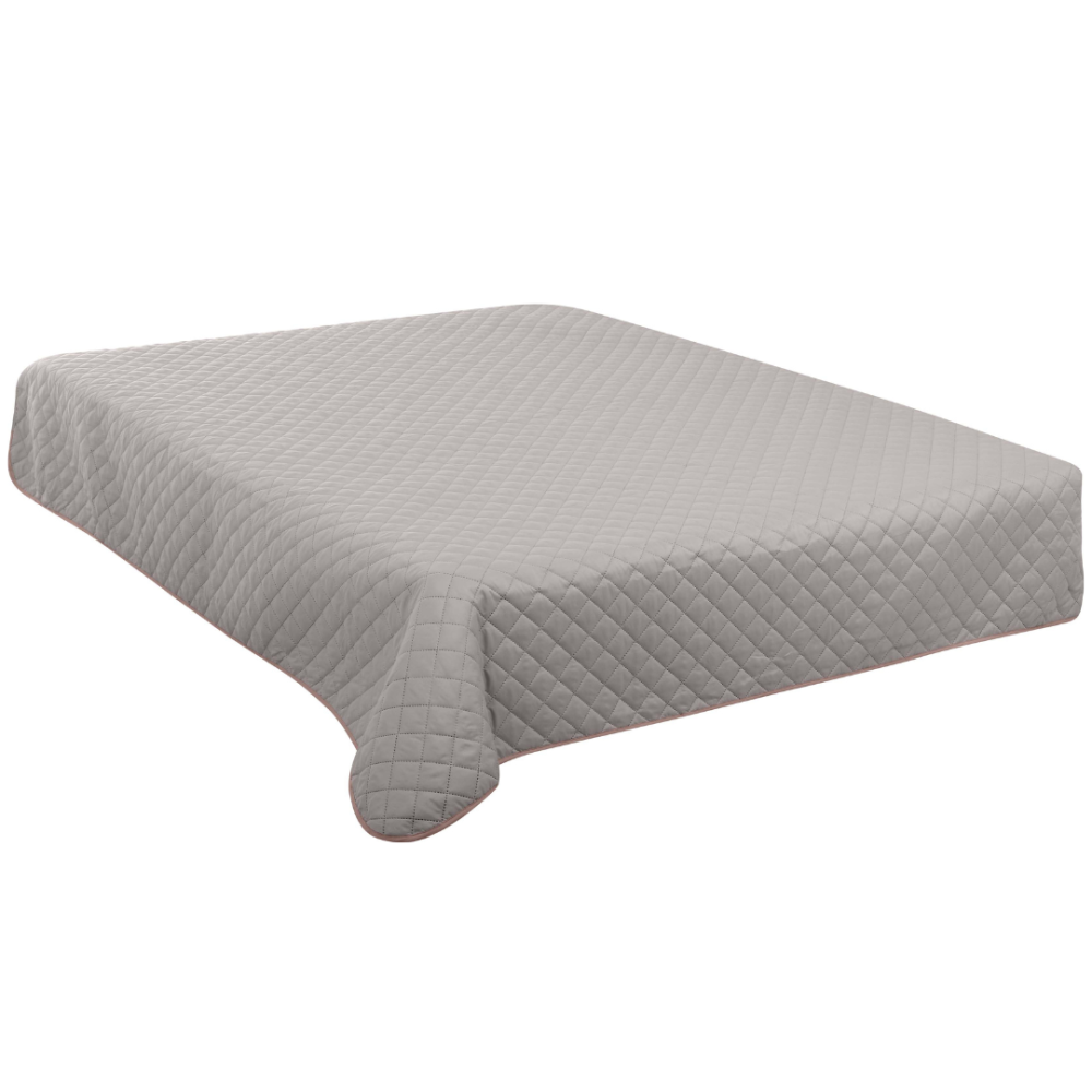 Bedspread “Peach Pink”. Blankets, 215x240 cm. Reversible bedspread in peach pink and grey, providing two stylish looks in one for your cozy bedroom.