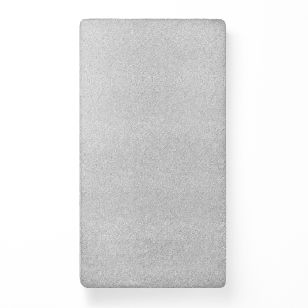 Terry fitted sheet „Light Grey Terry sheet“. Fitted sheets 160x200, 160x200 cm, 180x200 cm. Elegant light grey bedding set, perfect for creating a serene and cozy atmosphere in any bedroom.