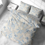 Cotton seersucker bedding set „Ice Lily“. Gray bedding sets, 140x200 cm, 160x200 cm, 200x200 cm, 200x220 cm, 220x240 cm. Elegant bedding set with floral design, perfectly matching any interior and ensuring sleeping comfort.