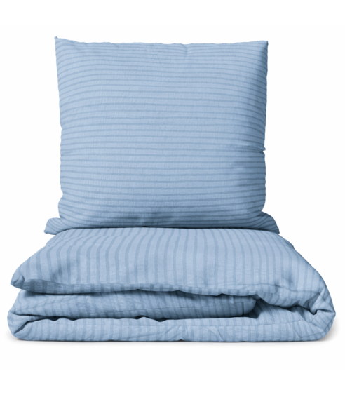 Cotton seersucker bedding set "Kora Dusty Blue". Cotton bedding sets