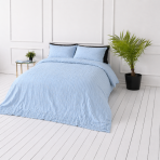 Cotton seersucker bedding set "Kora Dusty Blue". Bedding sets 155x200, 140x200 cm, 150x200 cm, 160x200 cm, 180x200 cm, 200x200 cm, 200x220 cm, 220x240 cm. Pastel blue bedding set with delicate texture.