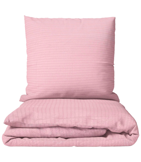 Cotton seersucker bedding set "Kora Dusty Rose". Cotton bedding sets