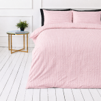 Cotton seersucker bedding set "Kora Dusty Rose". Seersucker bedding sets, 140x200 cm, 150x200 cm, 160x200 cm, 180x200 cm, 200x200 cm, 200x220 cm. Soft pink cotton bedding set for minimalist interior