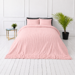 Cotton seersucker bedding set "Kora Dusty Rose". Seersucker bedding sets, 140x200 cm, 150x200 cm, 160x200 cm, 180x200 cm, 200x200 cm, 200x220 cm. Pastel pink bedding set without distinct pattern