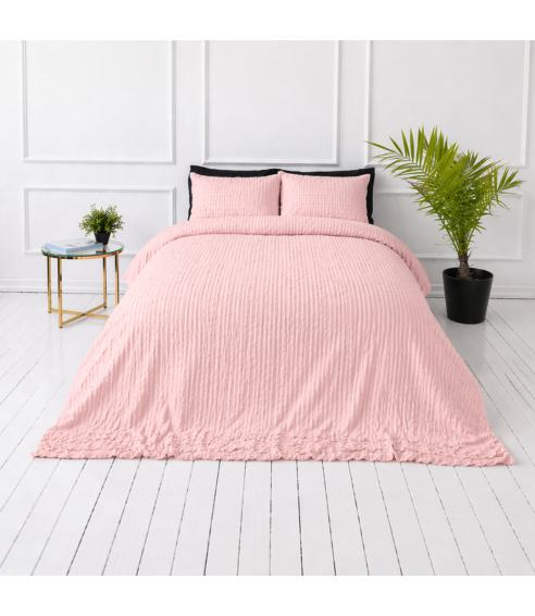 Cotton seersucker bedding set "Kora Dusty Rose". Cotton bedding sets