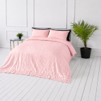 Cotton seersucker bedding set "Kora Dusty Rose". Seersucker bedding sets, 140x200 cm, 150x200 cm, 160x200 cm, 180x200 cm, 200x200 cm, 200x220 cm. Powder pink bedding set for modern bedroom