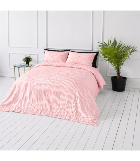 Cotton seersucker bedding set "Kora Dusty Rose". Cotton bedding sets