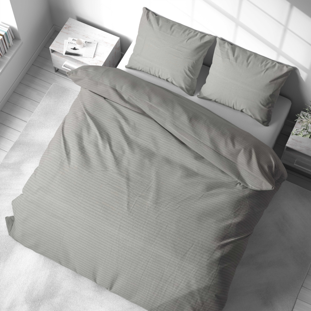 Cotton seersucker bedding set "Kora Grey". Bedding sets 155x200, 140x200 cm, 150x200 cm, 160x200 cm, 180x200 cm, 200x200 cm, 200x220 cm. Ironed cotton grey bedding set