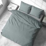 Cotton seersucker bedding set "Kora Jade". Bedding sets 155x200, 140x200 cm, 150x200 cm, 160x200 cm, 180x200 cm, 200x200 cm, 200x220 cm. Muted gray-green bedding set without distinct pattern