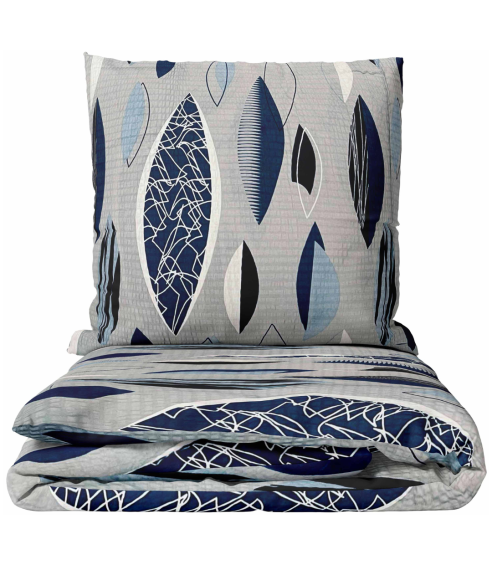 Cotton seersucker bedding set „Kora Indigo Drift“. Cotton bedding sets
