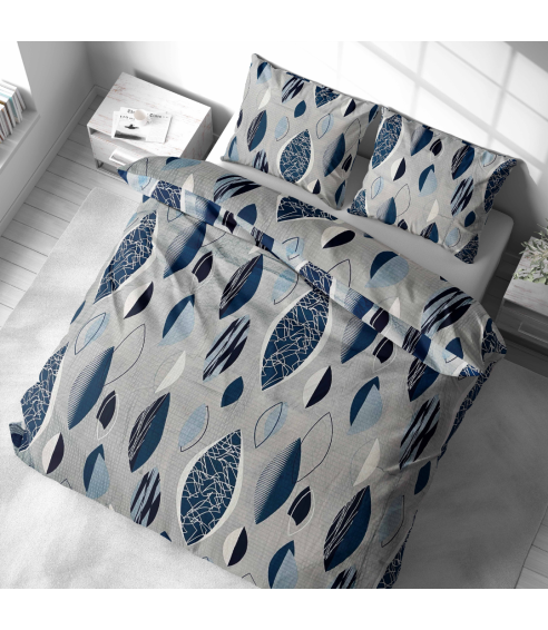 Cotton seersucker bedding set „Kora Indigo Drift“. Cotton bedding sets