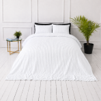 Cotton seersucker bedding set „Kora White“. Bedding sets 155x200, 140x200 cm, 150x200 cm, 160x200 cm, 180x200 cm, 200x200 cm, 200x220 cm, 220x240 cm