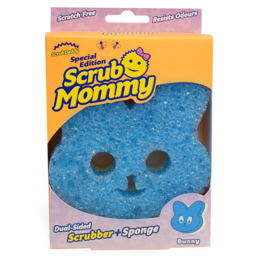 Sponge ”Scrub Mommy Bunny”. Sponges. Pink scrub mommy sponge shaped like a bunny, dual-sided with soft foam and firm scrubber for versatile, gentle, and effective cleaning. Sponge ”Scrub Mommy Bunny”. Sponges. Pink scrub mommy sponge shaped like a bunny, dual-sided with soft foam and firm scrubber for versatile, gentle, and effective cleaning.