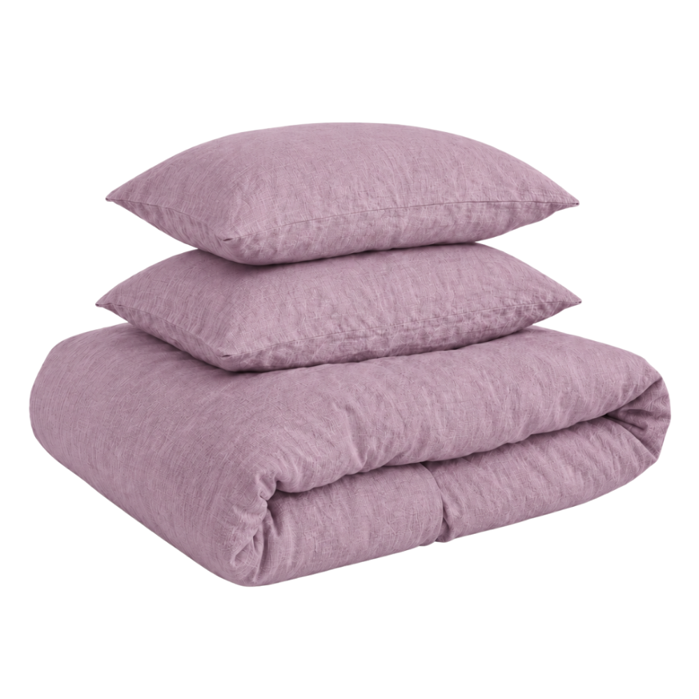 Linen bedding set „Linen Blushfade“. Bedding sets 150x200, 140x200 cm, 150x200 cm, 160x200 cm, 180x200 cm, 200x200 cm, 200x220 cm, 220x240 cm. Soft grape-coloured bedding set with a subtle tonal texture. Linen bedding set „Linen Blushfade“. Bedding sets 150x200, 140x200 cm, 150x200 cm, 160x200 cm, 180x200 cm, 200x200 cm, 200x220 cm, 220x240 cm. Soft grape-coloured bedding set with a subtle tonal texture.
