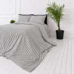 Linen Bedding Set „Linen Grey Stripes“. Bedding sets 150x200, 140x200 cm, 150x200 cm, 160x200 cm, 180x200 cm, 200x200 cm, 200x220 cm, 220x240 cm. Neutral grey bedding set with contrasting white stripes.