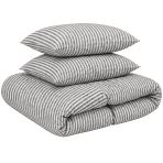 Linen Bedding Set „Linen Grey Stripes“. Bedding sets 150x200, 140x200 cm, 150x200 cm, 160x200 cm, 180x200 cm, 200x200 cm, 200x220 cm, 220x240 cm. Grey and white bedding set with fine vertical stripes.