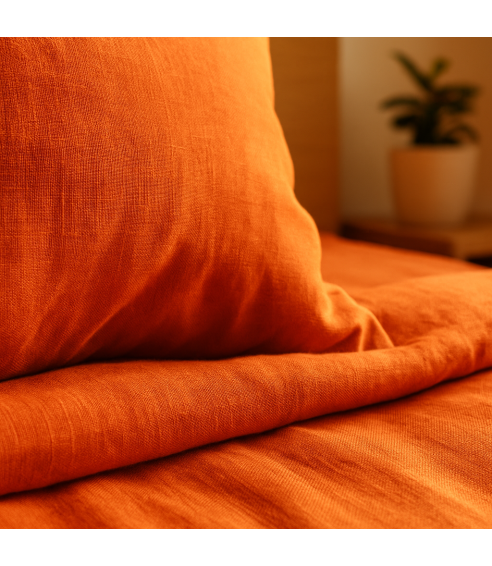 Linen Bedding Set “Linen Orange”. Linen bedding sets