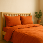Linen Bedding Set “Linen Orange”. Bedding sets 155x200, 140x200 cm, 150x200 cm, 160x200 cm, 180x200 cm, 200x200 cm, 200x220 cm, 220x240 cm