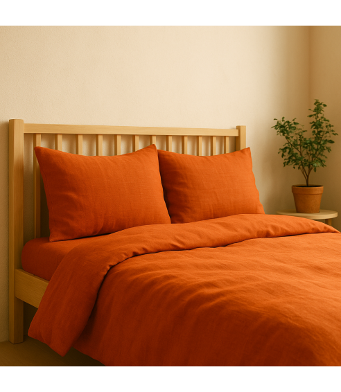 Linen Bedding Set “Linen Orange”. Linen bedding sets