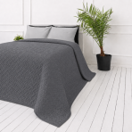 Bedspread “Bedspread Graphite”. Blankets, 210x240 cm. Graphite-coloured bedspread with a dense repeating woven-style pattern Bedspread “Bedspread Graphite”. Blankets, 210x240 cm. Graphite-coloured bedspread with a dense repeating woven-style pattern