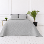 Bedspread “Bedspread Harbor”. Blankets, 210x240 cm. Light grey bedspread with a subtle geometric embossed texture