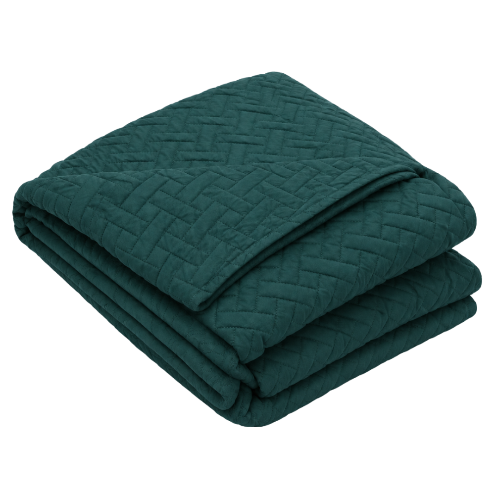 Bedspread “Bedspread Juniper”. Blankets, 210x240 cm. Dark green bedspread with a fine geometric quilted pattern Bedspread “Bedspread Juniper”. Blankets, 210x240 cm. Dark green bedspread with a fine geometric quilted pattern