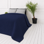 Bedspread “Bedspread Navy”. Blankets, 210x240 cm. Deep blue bedspread with a repeating woven-inspired texture