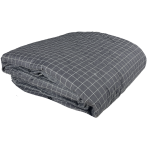 Bedspread “Timeless Lines”. Blankets, 195x225 cm. Dark gray quilted bedspread, adorned with a subtle white checkered pattern, neatly folded.