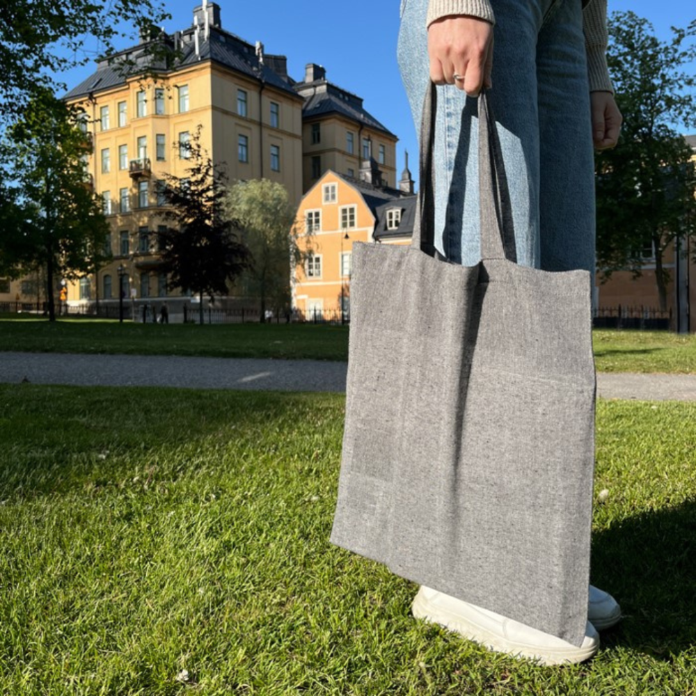 Shopping bag „Urban Denim“. Minimalist dark grey fabric shopping bag.