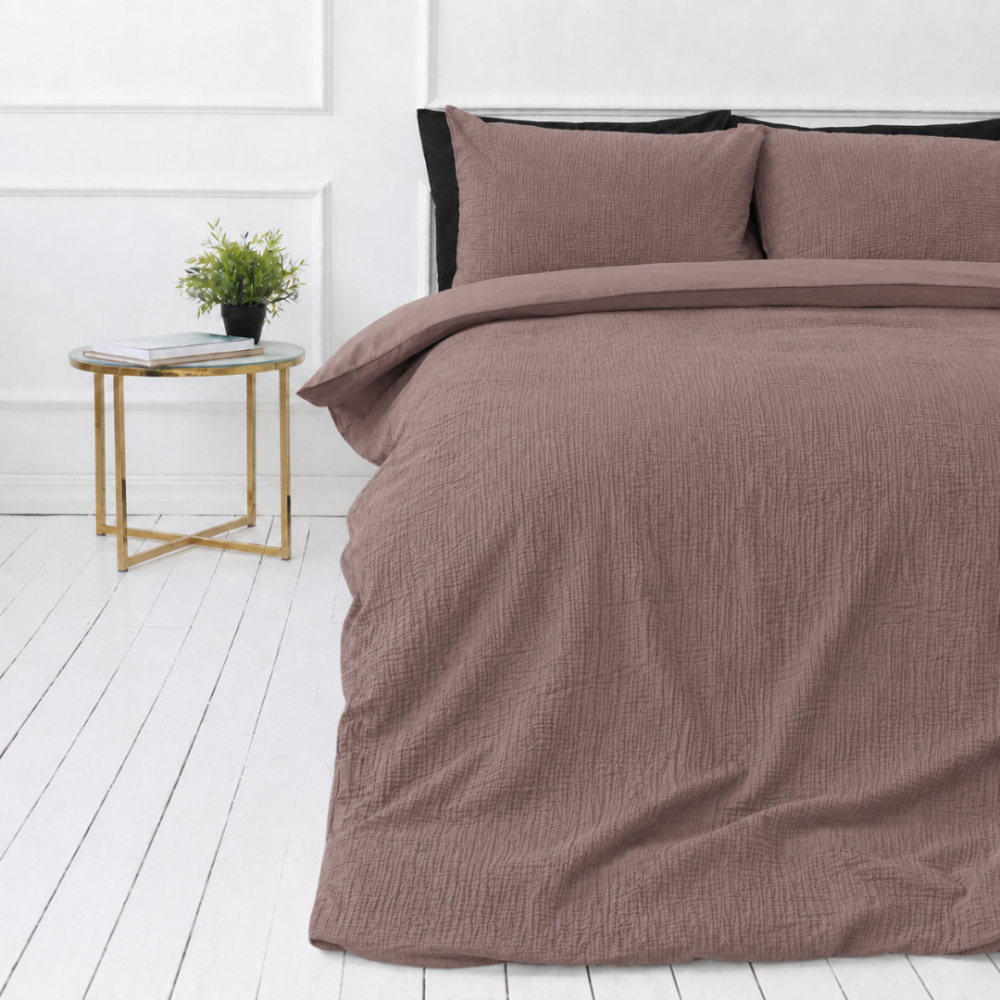 Muslin bedding set „Brown muslin“. Bedding sets, 200x200 cm, 200x220 cm. Bedding set in a muted cocoa brown muslin fabric