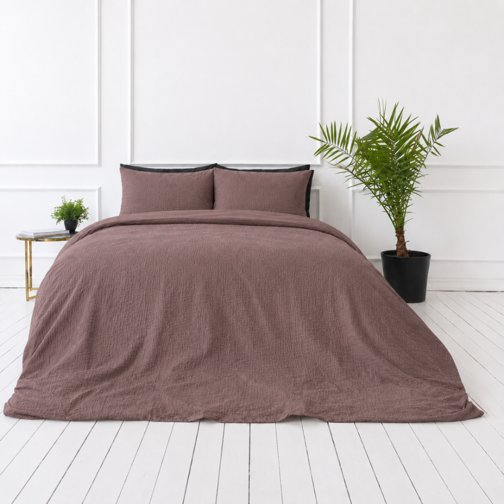 Muslin bedding set „Brown muslin“. Bedding sets, 200x200 cm, 200x220 cm. Muslin bedding set in a soft brown shade