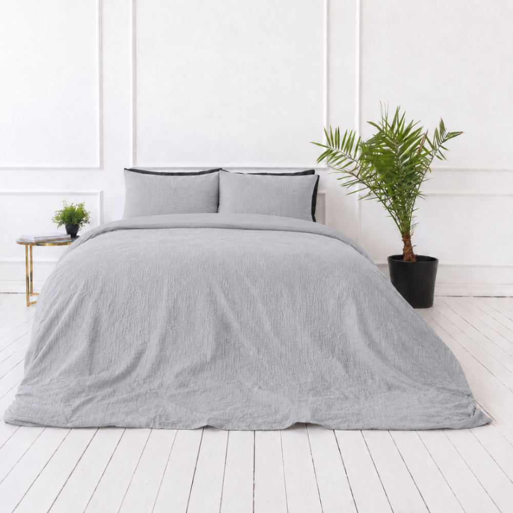 Muslin bedding set „Grey muslin“. Bedding sets, 200x200 cm, 200x220 cm. Minimalist grey muslin bedding set with a subtle texture Muslin bedding set „Grey muslin“. Bedding sets, 200x200 cm, 200x220 cm. Minimalist grey muslin bedding set with a subtle texture